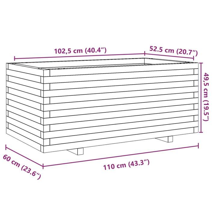 Jardinière 110x60x49,5 cm bois de pin massif - Photo n°10