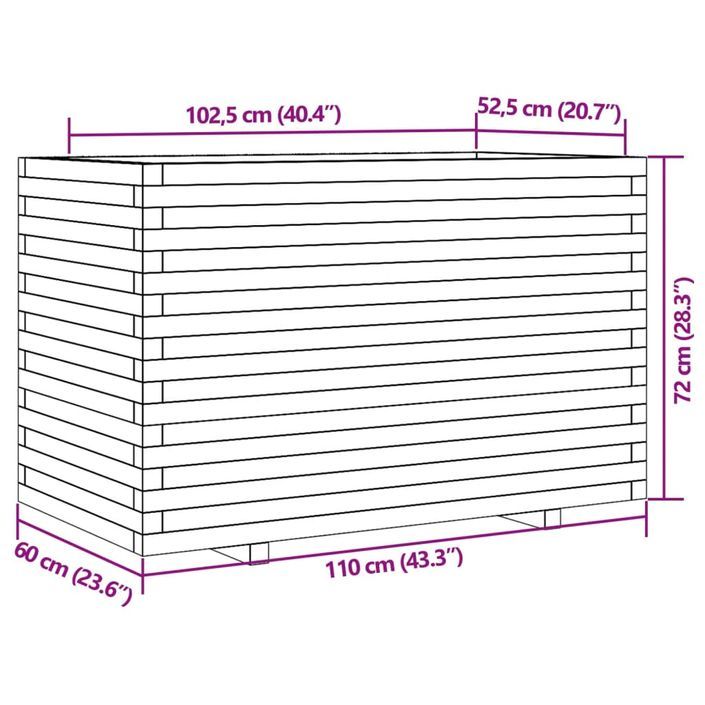Jardinière 110x60x72 cm bois de pin imprégné - Photo n°10