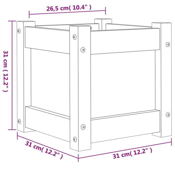 Jardinière 31x31x31 cm bois de pin imprégné - Photo n°11