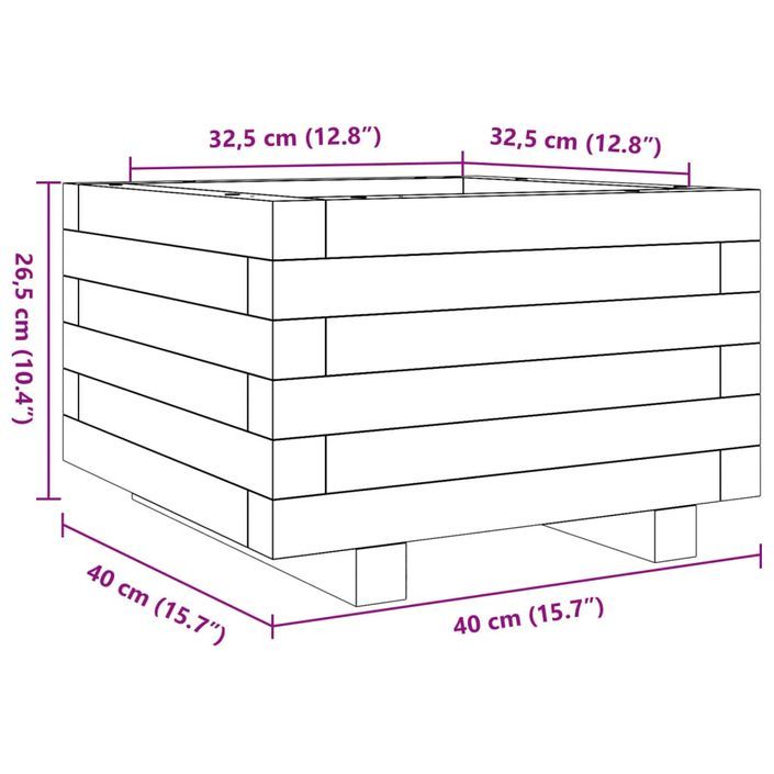 Jardinière 40x40x26,5 cm bois de pin imprégné - Photo n°10