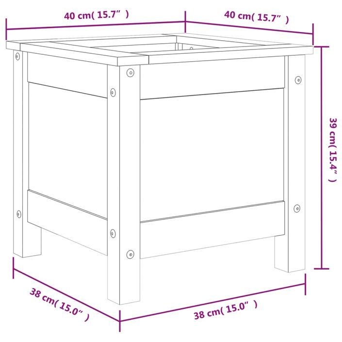 Jardinière 40x40x39 cm bois massif douglas - Photo n°9