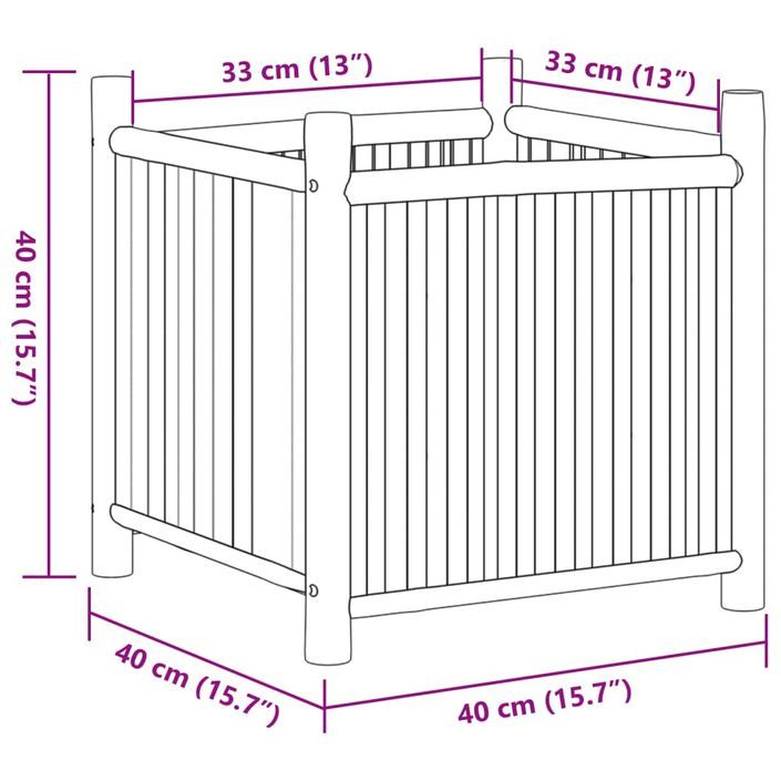 Jardinière 40x40x40 cm bambou - Photo n°8