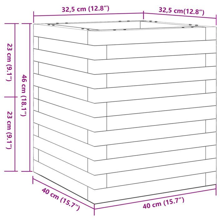 Jardinière 40x40x46 cm bois de pin massif - Photo n°10