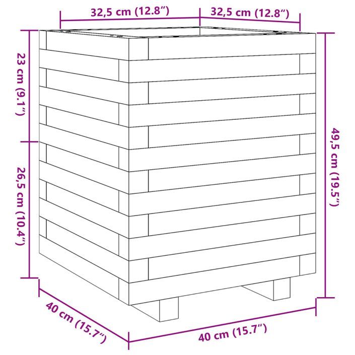 Jardinière 40x40x49,5 cm bois de pin massif - Photo n°10