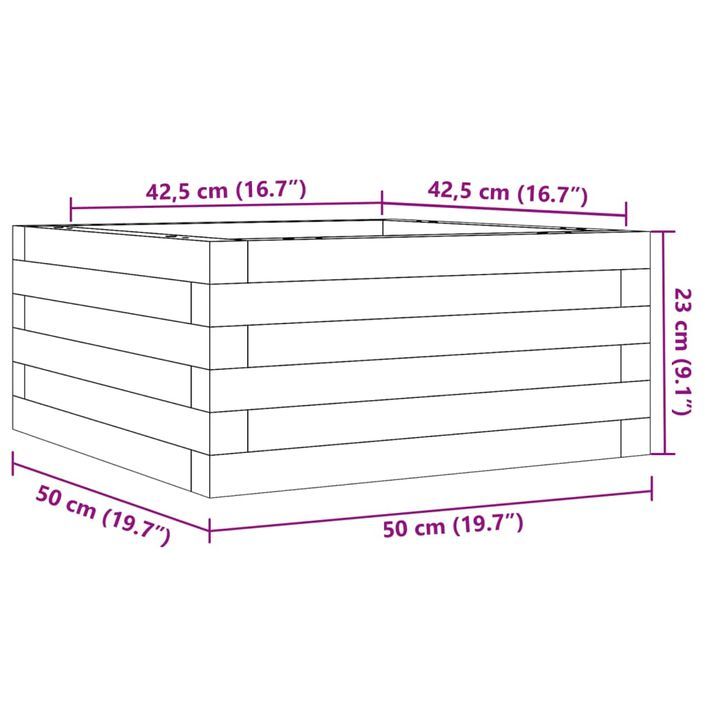 Jardinière 50x50x23 cm bois massif douglas - Photo n°10