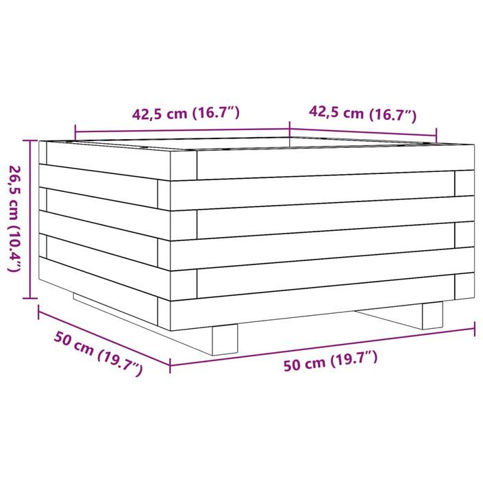 Jardinière 50x50x26,5 cm bois de pin imprégné - Photo n°10