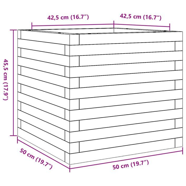 Jardinière 50x50x45,5 cm bois de pin imprégné - Photo n°10