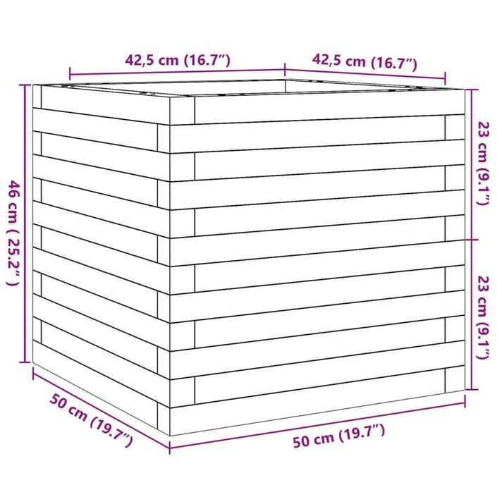 Jardinière 50x50x46 cm bois de pin imprégné - Photo n°10