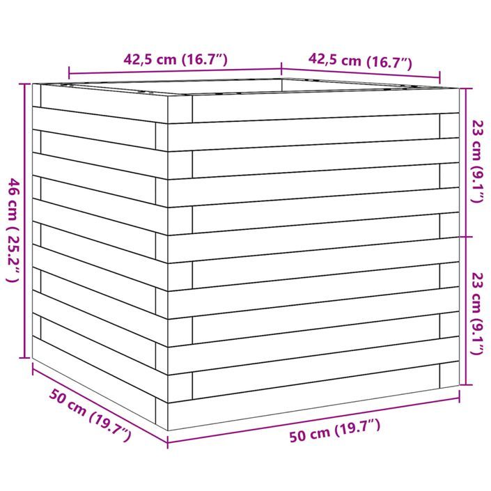 Jardinière 50x50x46 cm bois de pin massif - Photo n°10