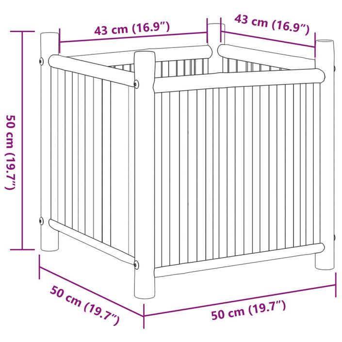 Jardinière 50x50x50 cm bambou - Photo n°8