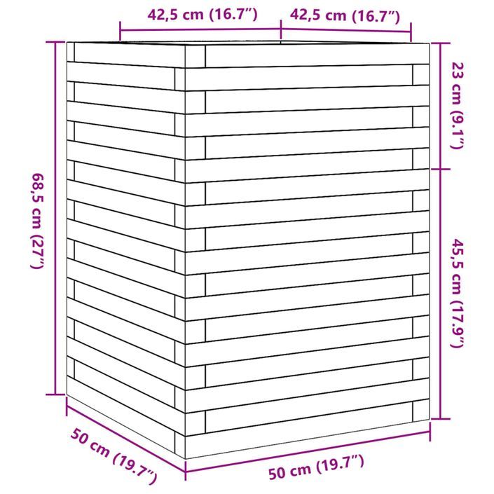 Jardinière 50x50x68,5 cm bois de pin imprégné - Photo n°10