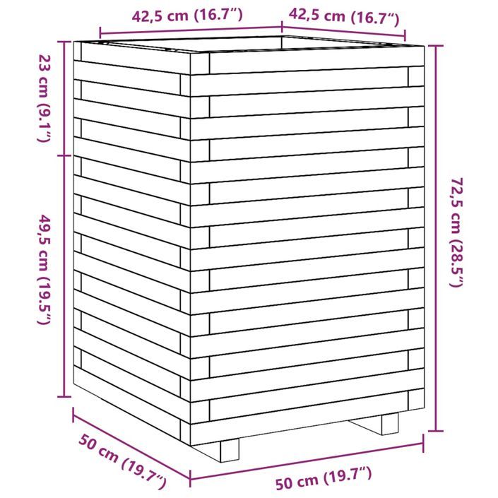 Jardinière 50x50x72,5 cm bois de pin imprégné - Photo n°10