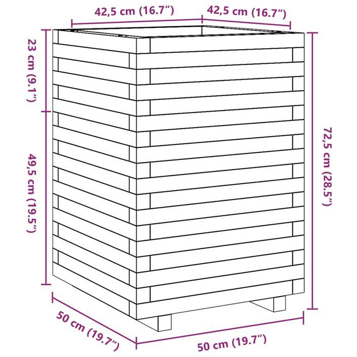 Jardinière 50x50x72,5 cm bois de pin massif - Photo n°10