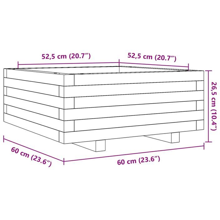 Jardinière 60x60x26,5 cm bois de pin imprégné - Photo n°10