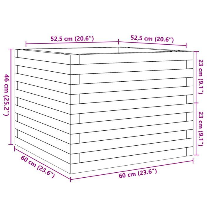 Jardinière 60x60x46 cm bois de pin imprégné - Photo n°10