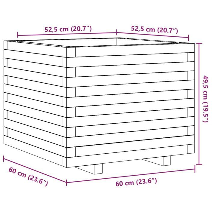 Jardinière 60x60x49,5 cm bois de pin imprégné - Photo n°10