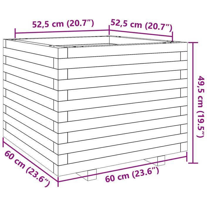 Jardinière 60x60x49,5 cm bois de pin imprégné - Photo n°10