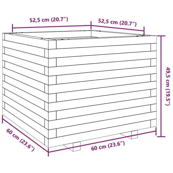 Jardinière 60x60x49,5 cm bois de pin massif - Photo n°10