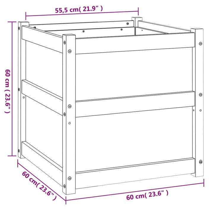 Jardinière 60x60x60 cm bois massif douglas - Photo n°11