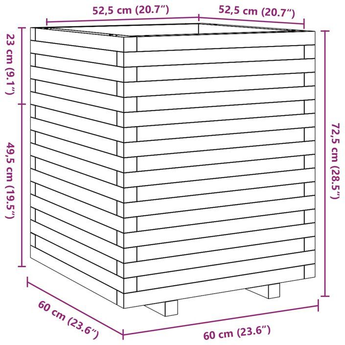 Jardinière 60x60x72,5 cm bois de pin imprégné - Photo n°10