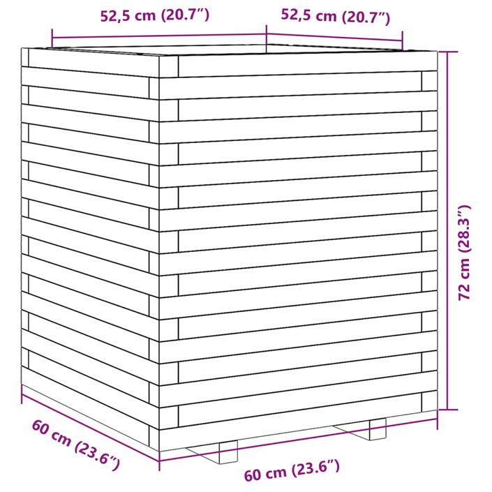 Jardinière 60x60x72 cm bois de pin imprégné - Photo n°10