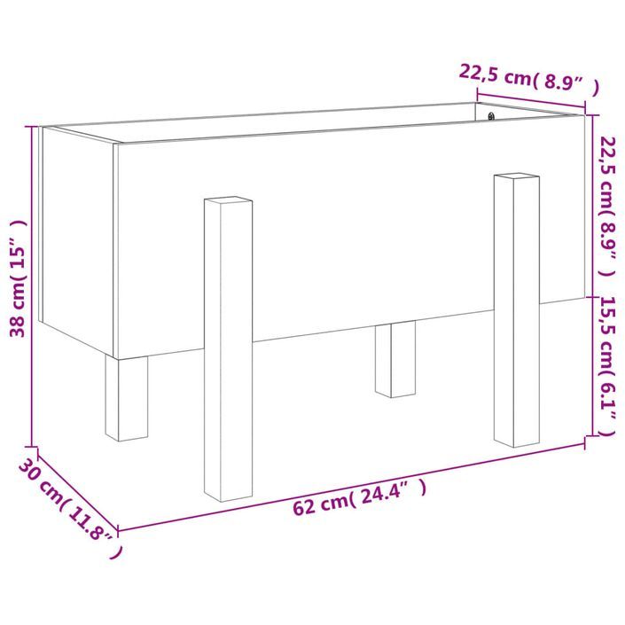 Jardinière 62x30x38 cm bois massif douglas - Photo n°9