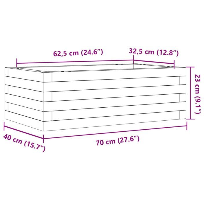 Jardinière 70x40x23 cm bois de pin imprégné - Photo n°10