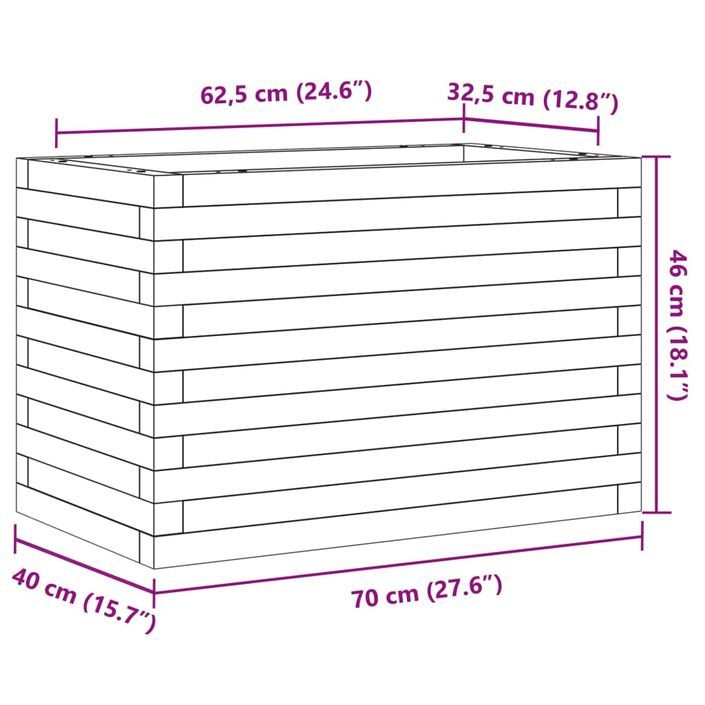 Jardinière 70x40x46 cm bois de pin imprégné - Photo n°10