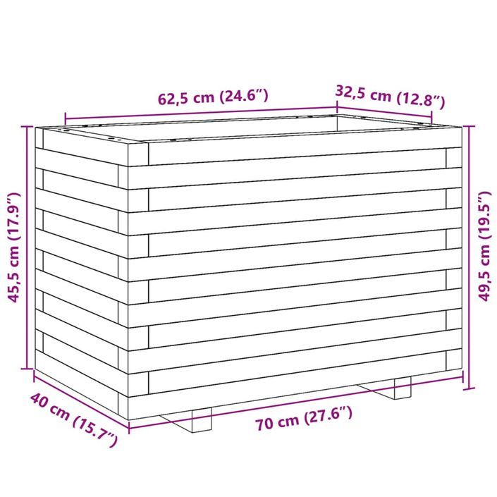 Jardinière 70x40x49,5 cm bois de pin imprégné - Photo n°10