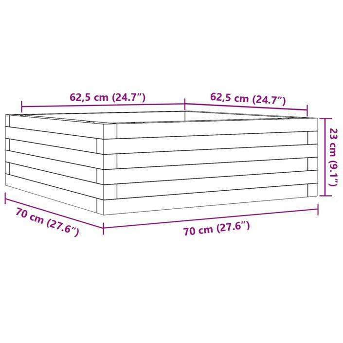 Jardinière 70x70x23 cm bois de pin imprégné - Photo n°10