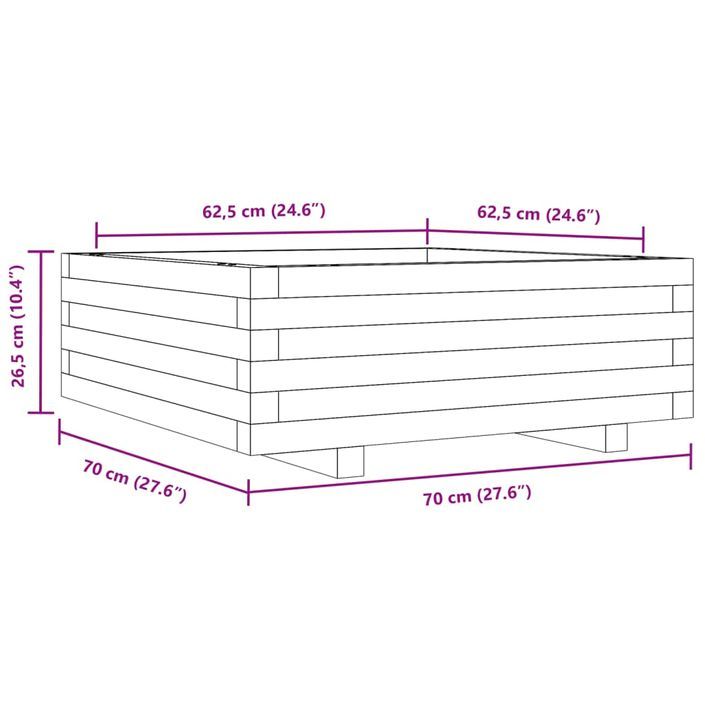 Jardinière 70x70x26,5 cm bois de pin imprégné - Photo n°10