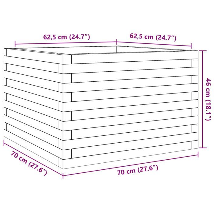 Jardinière 70x70x46 cm bois de pin massif - Photo n°10