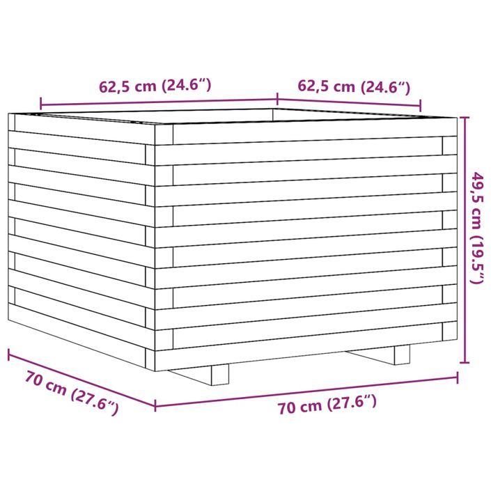 Jardinière 70x70x49,5 cm bois de pin imprégné - Photo n°10