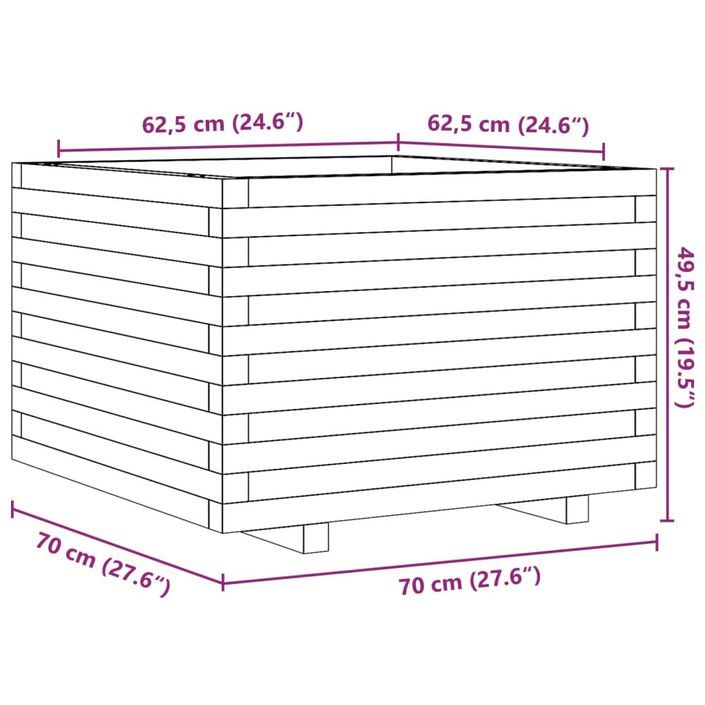 Jardinière 70x70x49,5 cm bois de pin massif - Photo n°10