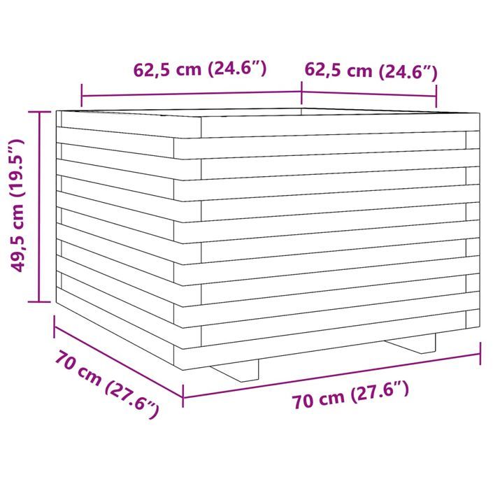 Jardinière 70x70x49,5 cm bois de pin massif - Photo n°10