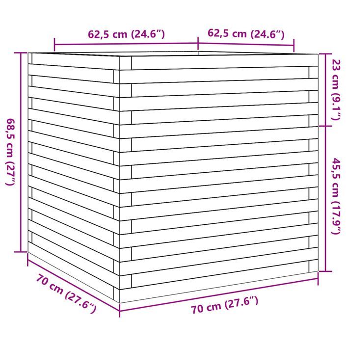 Jardinière 70x70x68,5 cm bois de pin imprégné - Photo n°10