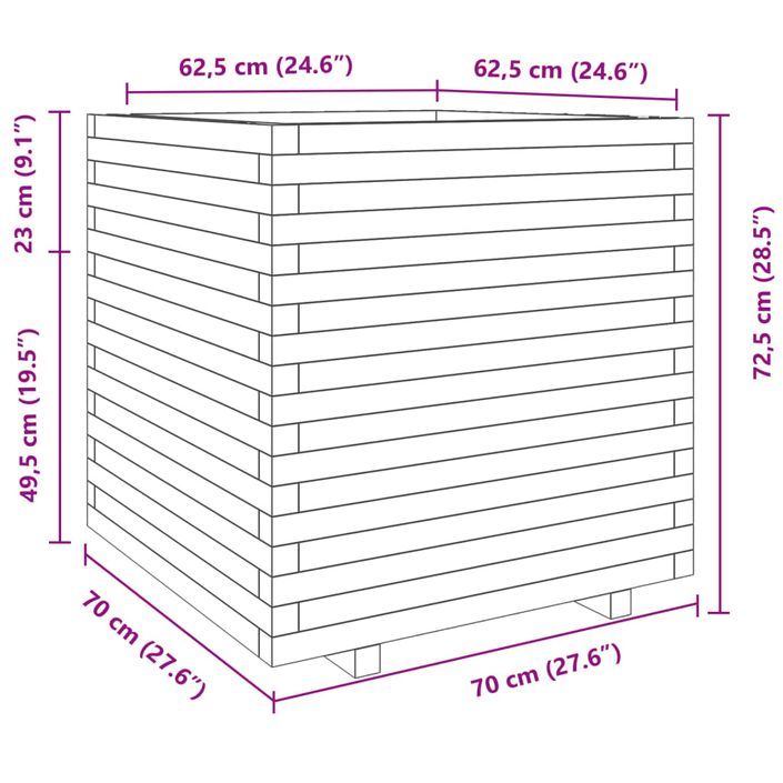 Jardinière 70x70x72,5 cm bois de pin imprégné - Photo n°10