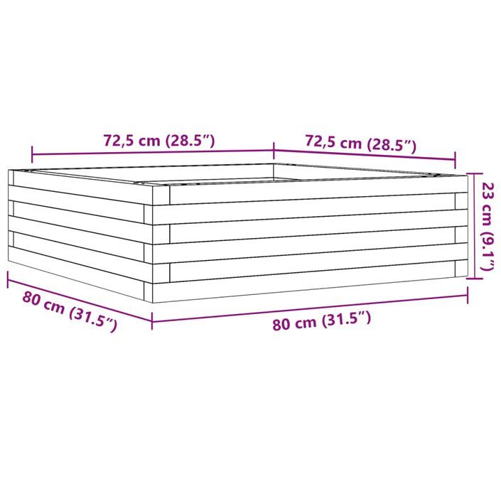 Jardinière 80x80x23 cm bois de pin imprégné - Photo n°10