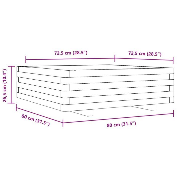 Jardinière 80x80x26,5 cm bois de pin imprégné - Photo n°10