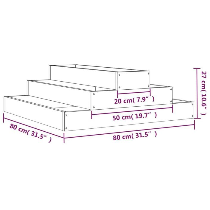 Jardinière 80x80x27 cm Bois massif de pin - Photo n°7