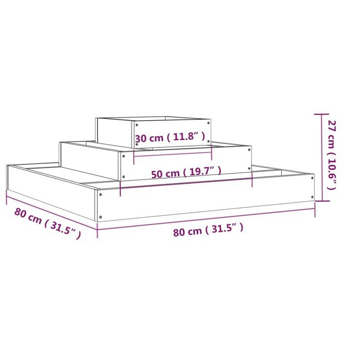 Jardinière 80x80x27 cm Bois massif de pin - Photo n°7