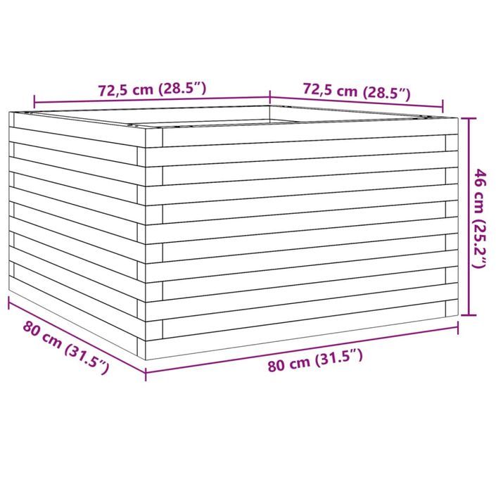 Jardinière 80x80x46 cm bois de pin imprégné - Photo n°10