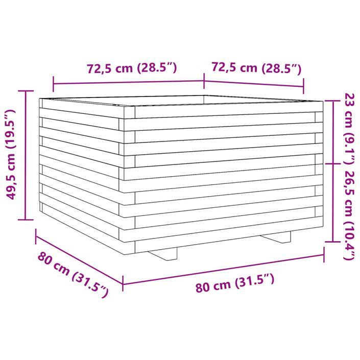 Jardinière 80x80x49,5 cm bois de pin imprégné - Photo n°10