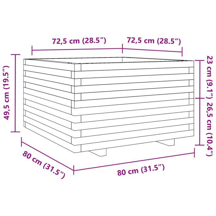 Jardinière 80x80x49,5 cm bois de pin massif - Photo n°10