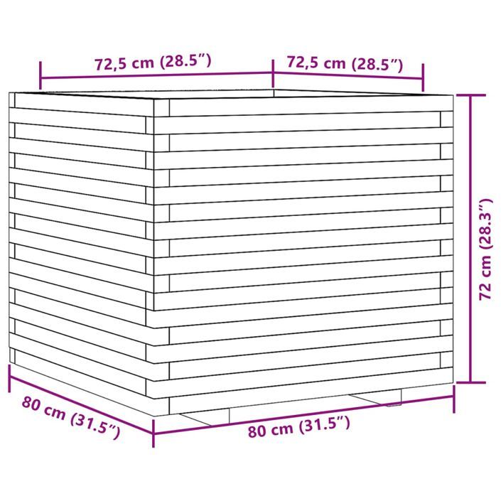 Jardinière 80x80x72 cm bois de pin imprégné - Photo n°10