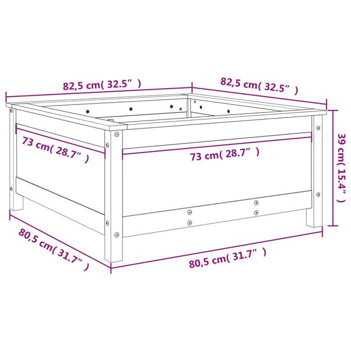 Jardinière 82,5x82,5x39 cm bois de pin massif - Photo n°9