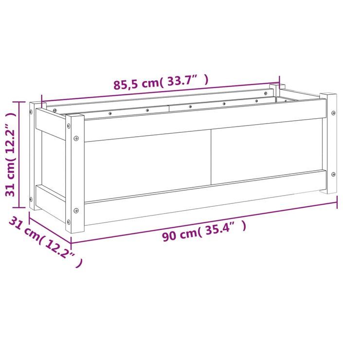 Jardinière 90x31x31 cm bois massif douglas - Photo n°11