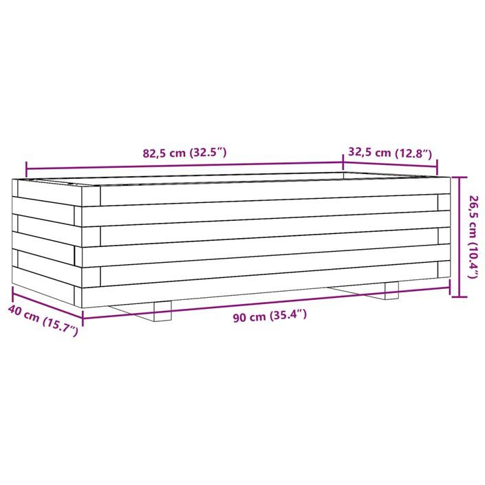 Jardinière 90x40x26,5 cm bois de pin imprégné - Photo n°10