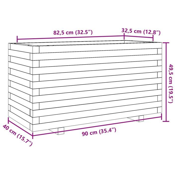 Jardinière 90x40x49,5 cm bois de pin imprégné - Photo n°10