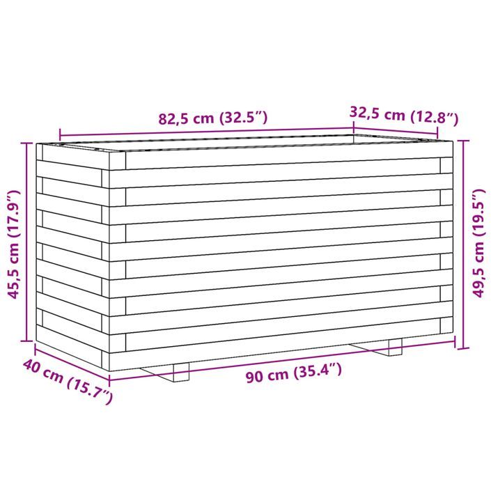 Jardinière 90x40x49,5 cm bois de pin massif - Photo n°10